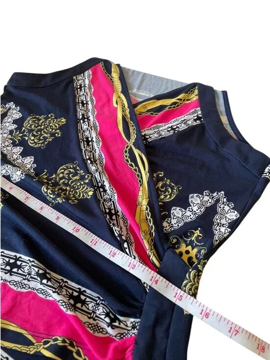 Vintage Cache Y2K Halter Top Scarf Print Chain Detail - Size M - Picture 8 of 9